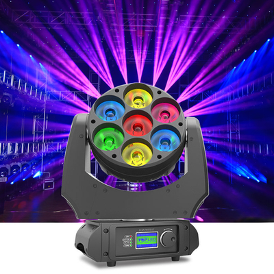 Mini Sân Khấu DJ LED Di Chuyển Đầu Ong Mắt 7pcs 40w DMX Beam Wash Zoom 4 Trong 1 RGBW 7x40w