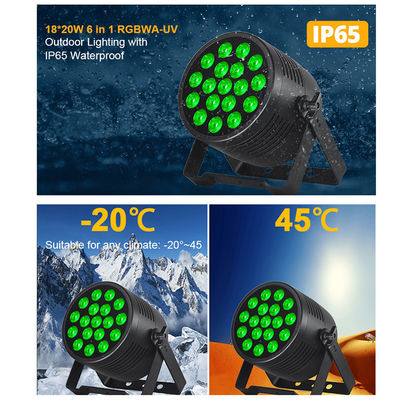 Hiệu quả cao chống nước 18x20w LED sân khấu Par Light DMX512 Control Rgbwa UV Wedding DJ Booth Thiết kế tiết kiệm năng lượng