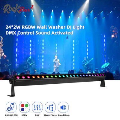 Đèn LED rửa tường RGBW 4in1 24*2W, chế độ âm thanh, DJ, tiệc cưới, sự kiện thành phố, đèn rửa sân khấu