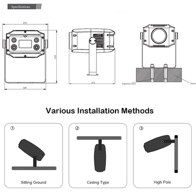Đèn chiếu LED họa tiết nước đầy màu sắc RGBW ngoài trời 60W, chống nước IP65, đèn chiếu cảnh quan