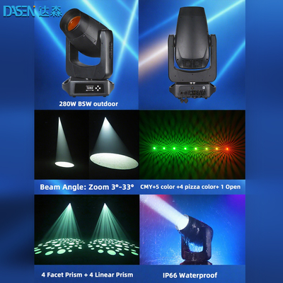 2025 BSW 280W LED Di chuyển đầu sân khấu ánh sáng DMX512 Beam Spot Wash 3in1 cho DJ Disco Show CMY