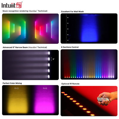24x2W RGBW 4-in-1 LED Đường dây Wall Washer Bar DMX512 Âm thanh kích hoạt Đèn rửa sân khấu cho Tòa nhà & Sự kiện
