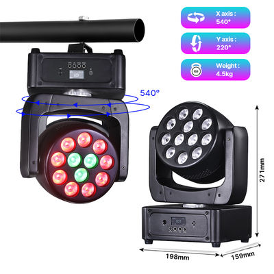 Đèn LED DJ Moving Head 12*8W RGBW Wash Beam DMX512 kích hoạt bằng âm thanh cho tiệc cưới, vũ trường