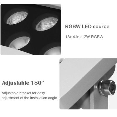 Professional RGBW LED Building Tree Flood Light Waterproof IP65 DMX512 đèn pha LED cho ánh sáng mặt tiền ngoài trời 36W