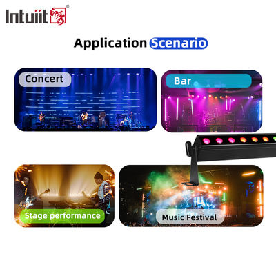 Stage Wash Light Bar DMX 24*2W RGBW 4IN1 24 Đèn DJ LED 9° Beam Angle Wall Washer Strip Light Bar cho Đám cưới Nhà thờ DJ Gig Live Events