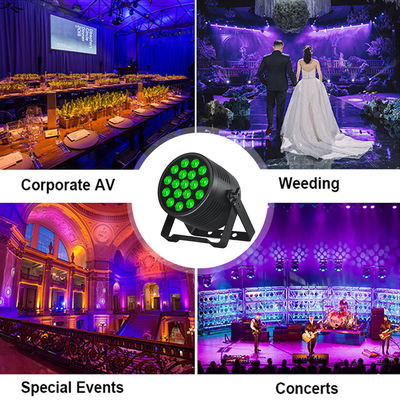 Hiệu quả cao chống nước 18x20w LED sân khấu Par Light DMX512 Control Rgbwa UV Wedding DJ Booth Thiết kế tiết kiệm năng lượng