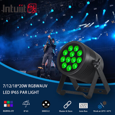 Đèn LED 7/12/18X20W RGBWA UV 6 trong 1 Chống nước DMX 512 Đèn Par LED cho các Dự án Ngoài trời