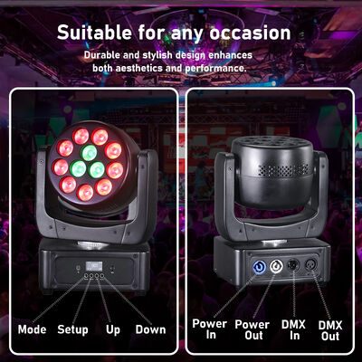 Giá xuất xưởng Đèn LED mini Di chuyển Đầu 12x8W RGBW 4in1 Đèn sân khấu rửa DMX512 Âm thanh hoạt động cho sự kiện nhỏ Tiệc disco Ánh sáng DJ