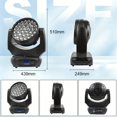 Chuyên nghiệp 37x10W RGBW 4in1 LED Zoom Wash Di chuyển đầu đèn DMX512 Đèn sân khấu cho DJ Disco Sự kiện Đám cưới