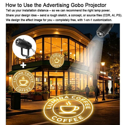 Đèn chiếu logo tùy chỉnh Đèn ngoài trời Gobo chống nước Đèn chiếu 60W Đèn quảng cáo LED cho thương hiệu kinh doanh