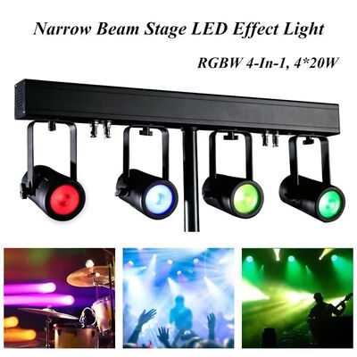 Bộ Đèn LED PAR Uplighting RGBW 4-trong-1 4x20W — Hệ thống Wash Sân khấu DMX512 Chùm tia hẹp 4.5° dành cho Đám cưới, DJ & Sự kiện