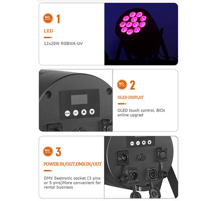 12 * 20W RGBWA + UV 6in1 LED Par Light IP65 ngoài trời chống nước DMX512 Đèn sân khấu cho đám cưới DJ Party