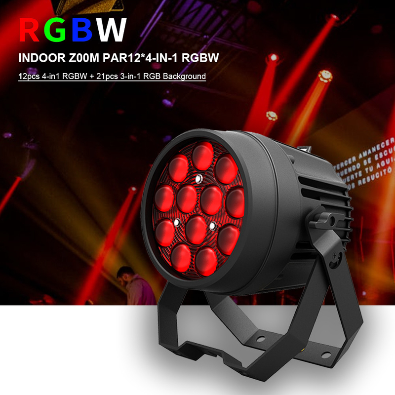 Đồng nhôm LED Flat Par 12x10W RGBW 4in1 DMX512 cho Discos Party Stage Wedding Concert Nhà hát hiệu ứng ánh sáng