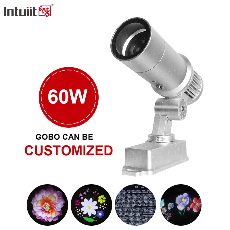 60W Gobo Projector Custom Logo Led Light HD Image Cho ngoài trời Ip65 Rotating Quảng cáo chiếu ánh sáng Cho đám cưới