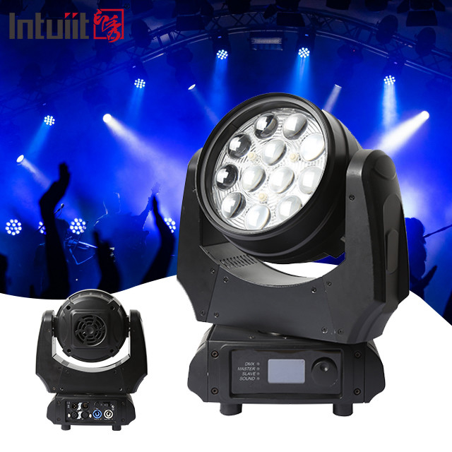 Đèn sân khấu LED RGBW 4in1 di chuyển đầu câu lạc bộ đêm DJ Stage 12X10W dẫn đèn dẫn di chuyển rửa đầu