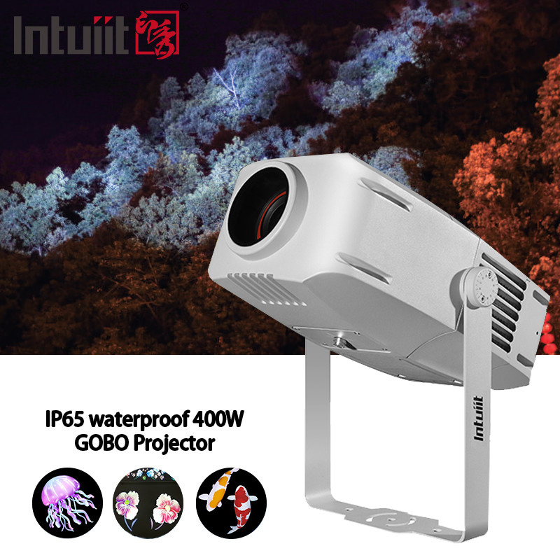 Logo tùy chỉnh Ánh sáng mặt tiền ngoài trời IP65 chống nước 200W LED RGBW Rotating Gobo Projector Gobo Light