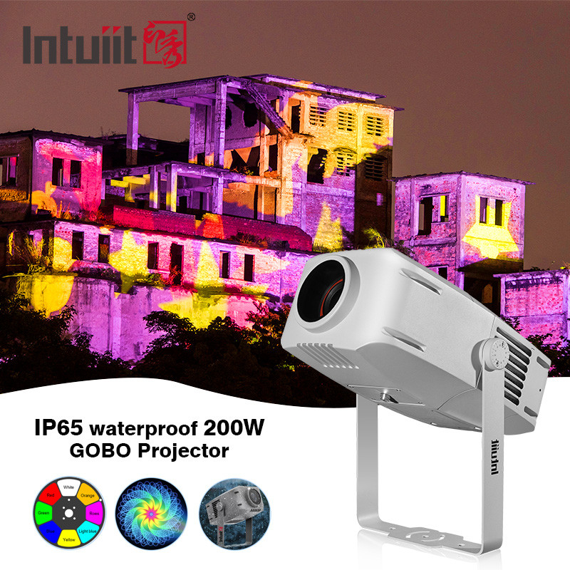 200W Professional Outdoor Waterproof IP65 LED Rotary Gobo Logo Quảng cáo Rotator Projector chiếu ánh sáng
