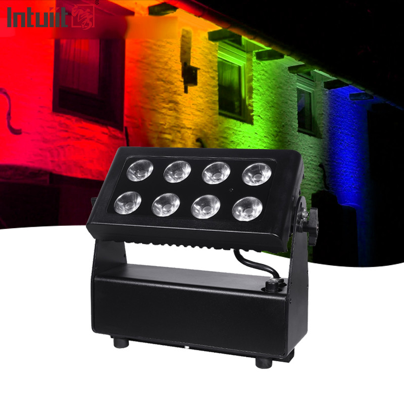8X15W RGBW 4-in-1 đèn pha chống thấm nước LED DMX Control Flat Spotlight Background Wall Wash Light Đèn sân khấu