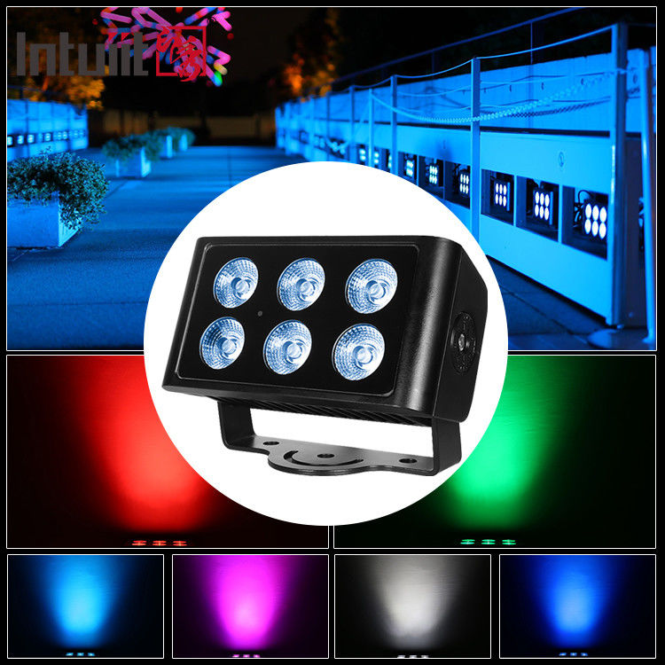Đèn chiếu tường LED City Color 6x5W chống nước ngoài trời, đèn pha RGBW 4in1 cho khách sạn & tòa nhà, chế độ điều khiển DMX512
