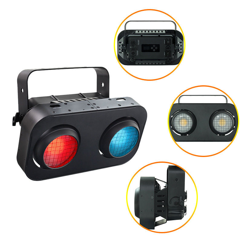 200W RGB 2IN1 DMX COB Par 2x100W 2 Mắt đèn LED Audience Blinder Light 2 Mắt ấm mát trắng Audience Cob Light cho các thanh cưới