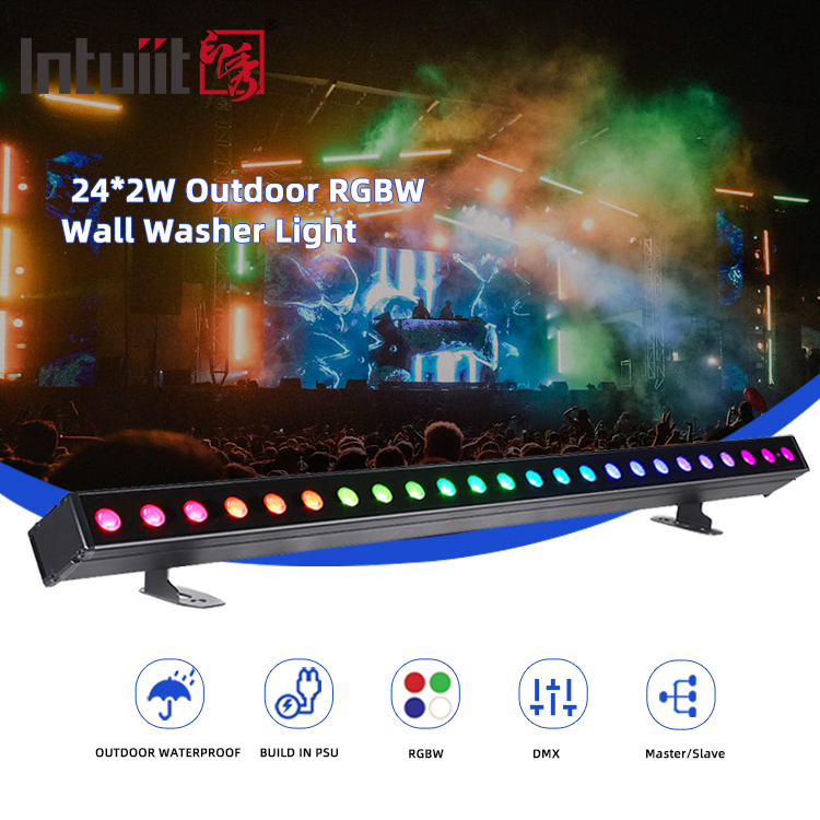 Đèn máy giặt tường LED ngoài trời IP65 24 * 2w Không thấm nước RGBW Bàn máy giặt tường DJ Led Pixel bar Đèn sân khấu
