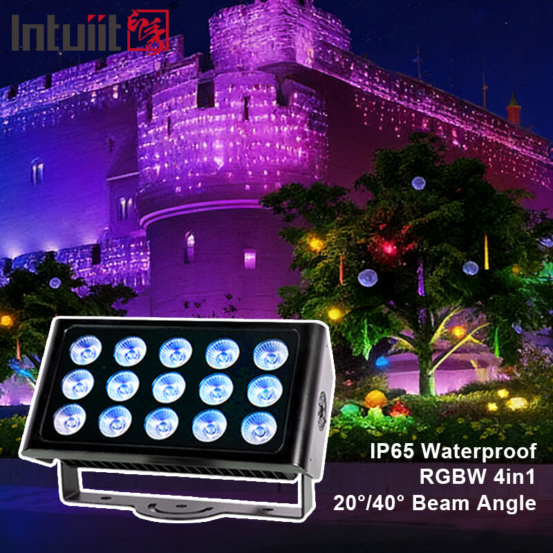 Professional IP65 chống thấm LED Flood Light 15x5W RGBW 4 trong 1 Outdoor Landscape Spot Light Aluminium Architectural Wash Light