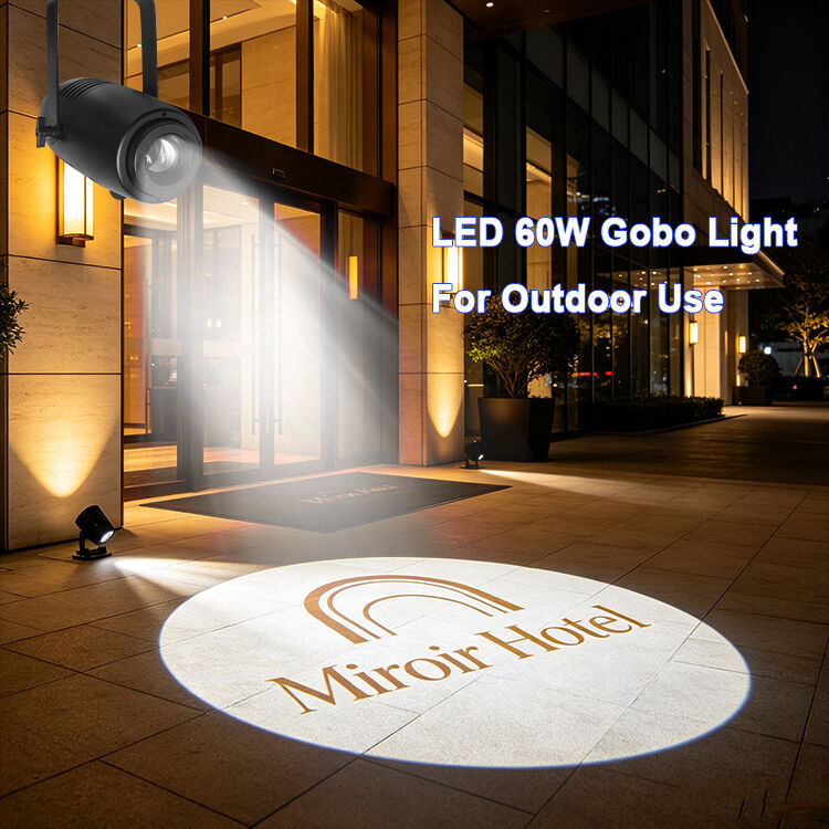 Logo quảng cáo ngoài trời Gobo Projector 60W LED IP65 chống nước cho khách sạn Nhà hàng Nhà hàng