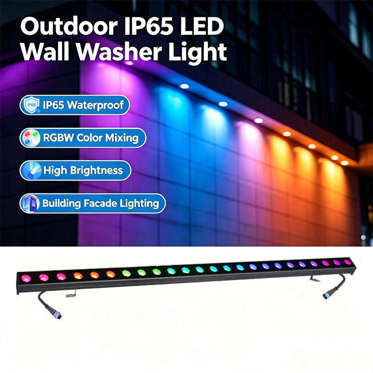 Đèn tường LED tuyến tính RGBW 4 trong 1 2x24W IP65 ngoài trời — Đèn rửa chống nước DMX512 cho Tòa nhà, Cầu & Cảnh quan