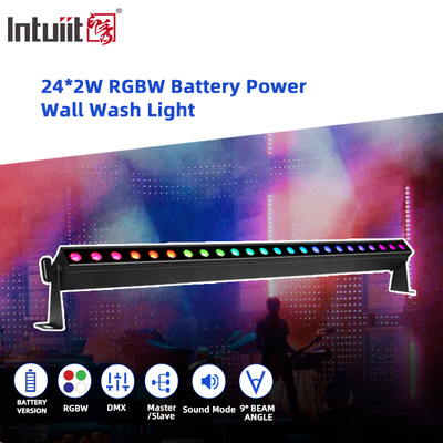 Đèn LED rửa tường dạng thanh IP20 24x2W RGBW 4in1, dùng pin, điều khiển thông minh bằng âm thanh