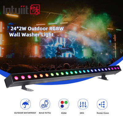 Đèn máy giặt tường LED ngoài trời IP65 24 * 2w Không thấm nước RGBW Bàn máy giặt tường DJ Led Pixel bar Đèn sân khấu