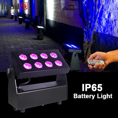 IP65 ngoài trời chống nước 8x15W RGBW 4 trong 1 pin Điện không dây DMX LED Flood Light Bước rửa đèn