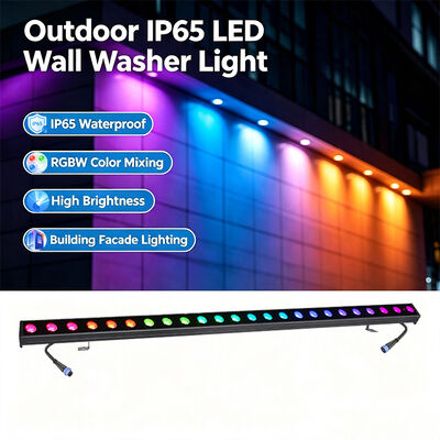 Đèn tường LED tuyến tính RGBW 4 trong 1 2x24W IP65 ngoài trời — Đèn rửa chống nước DMX512 cho Tòa nhà, Cầu & Cảnh quan